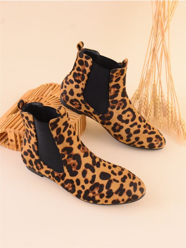 Leopard Splicing Design Chelsea Boots