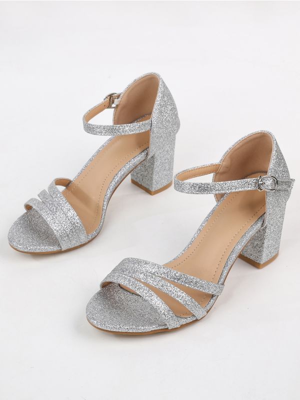 Allover Glitter Ankle Strap Sandals