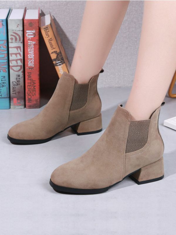 Suede Chunky Heeled Chelsea Boots