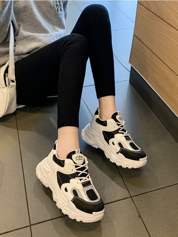 Colorblock Lace-up Front Chunky Sneakers