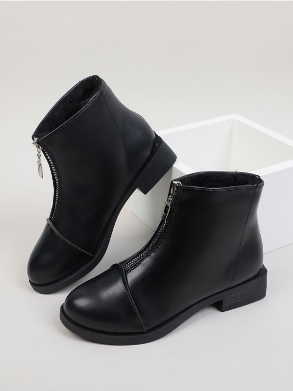 Minimalist Front Zipper Ankle Boots