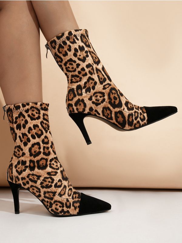 Leopard Stiletto Heeled Boots