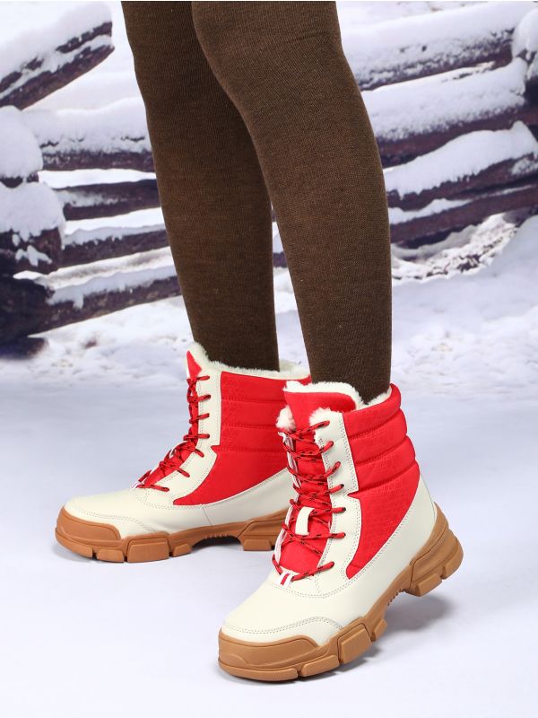 Stitch Detail Lace Up Design Snow Boots