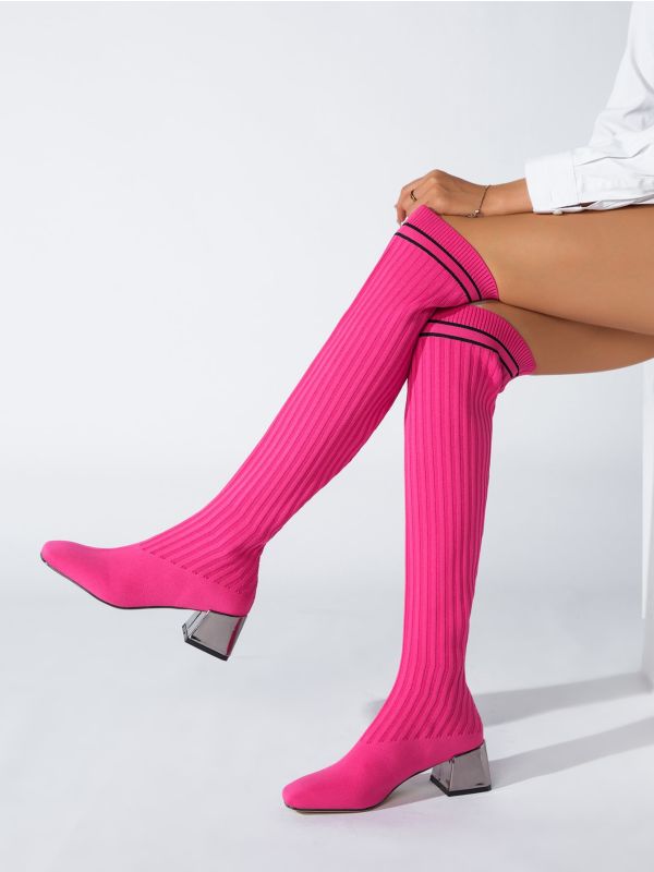 Striped Slip On Sock Boots