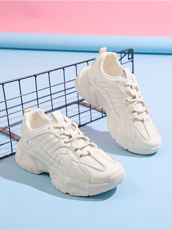 Minimalist Lace-up Front Chunky Sneakers