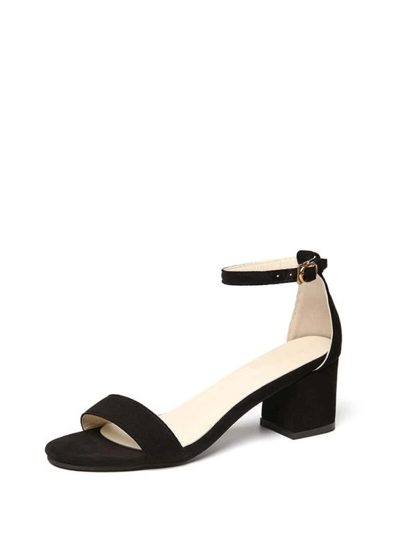 Buckle Detail Chunky Heeled Ankle Strap Sandals