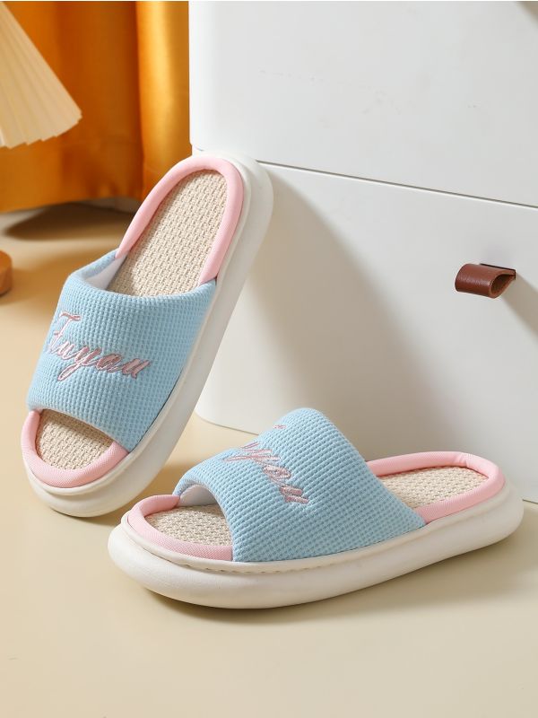 Letter Embroidery Bedroom Slippers